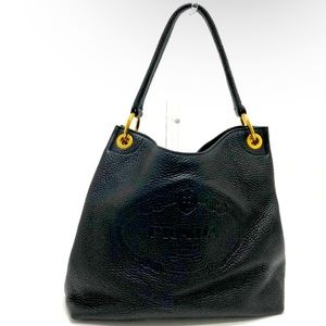 AUTH-PRADA BlackLeather Shoulder Bag Crossbody